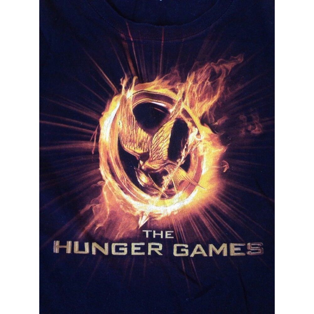 Hunger Games Mocking Jay MockingJay Flames Bird Logo Black T-Shirt M 41" Chest